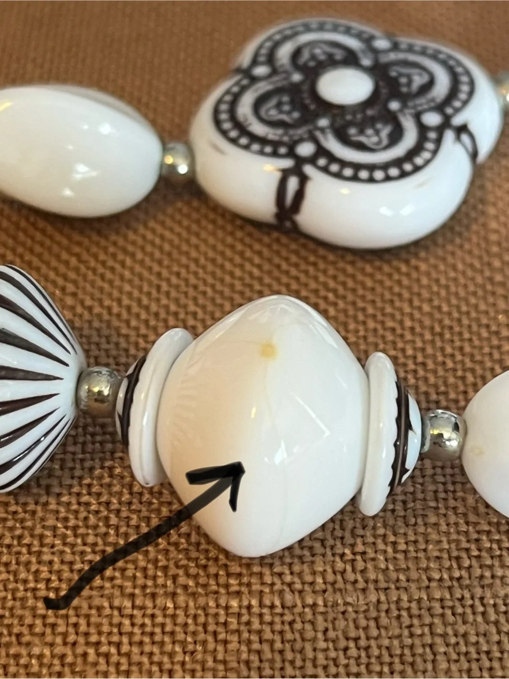 Vintage Acrylic and Porcelain Bead Necklace